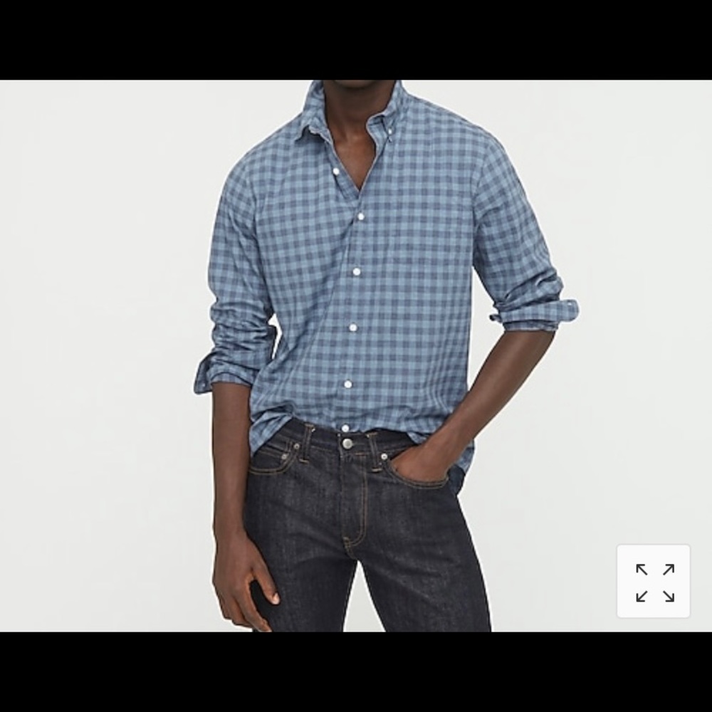 J.Crew Mens Small Blue Gingham Slim Untucked Shirt - Picture 4 of 11